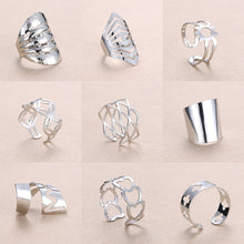 Load image into Gallery viewer, Rinhoo Adjustable Openwork Striped Flower Heart Shaped Geometric Open Ring Stainless Steel Ladies Party Jewelry Rings