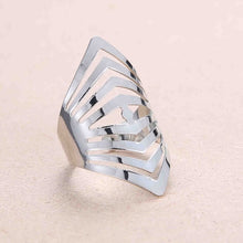 Load image into Gallery viewer, Rinhoo Adjustable Openwork Striped Flower Heart Shaped Geometric Open Ring Stainless Steel Ladies Party Jewelry Rings