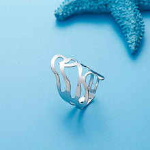Load image into Gallery viewer, Rinhoo Adjustable Openwork Striped Flower Heart Shaped Geometric Open Ring Stainless Steel Ladies Party Jewelry Rings