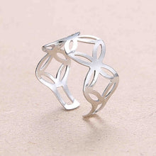 Load image into Gallery viewer, Rinhoo Adjustable Openwork Striped Flower Heart Shaped Geometric Open Ring Stainless Steel Ladies Party Jewelry Rings