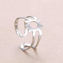 Load image into Gallery viewer, Rinhoo Adjustable Openwork Striped Flower Heart Shaped Geometric Open Ring Stainless Steel Ladies Party Jewelry Rings