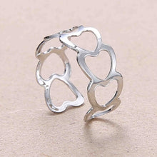 Load image into Gallery viewer, Rinhoo Adjustable Openwork Striped Flower Heart Shaped Geometric Open Ring Stainless Steel Ladies Party Jewelry Rings